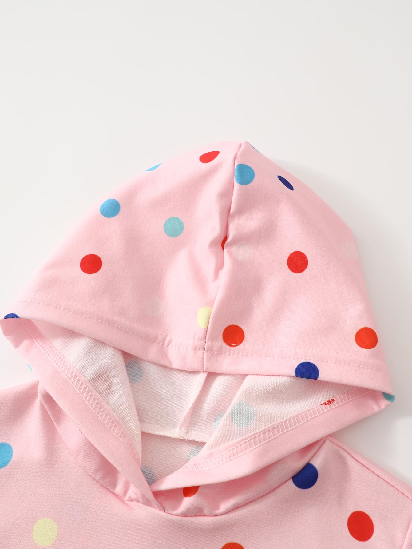 JOLYSHILD Girl's 3 Piece Hoodies Outfits Rainbow Colorful Dots Hoodie Sweatshirt Set Multicolor 7-8Y