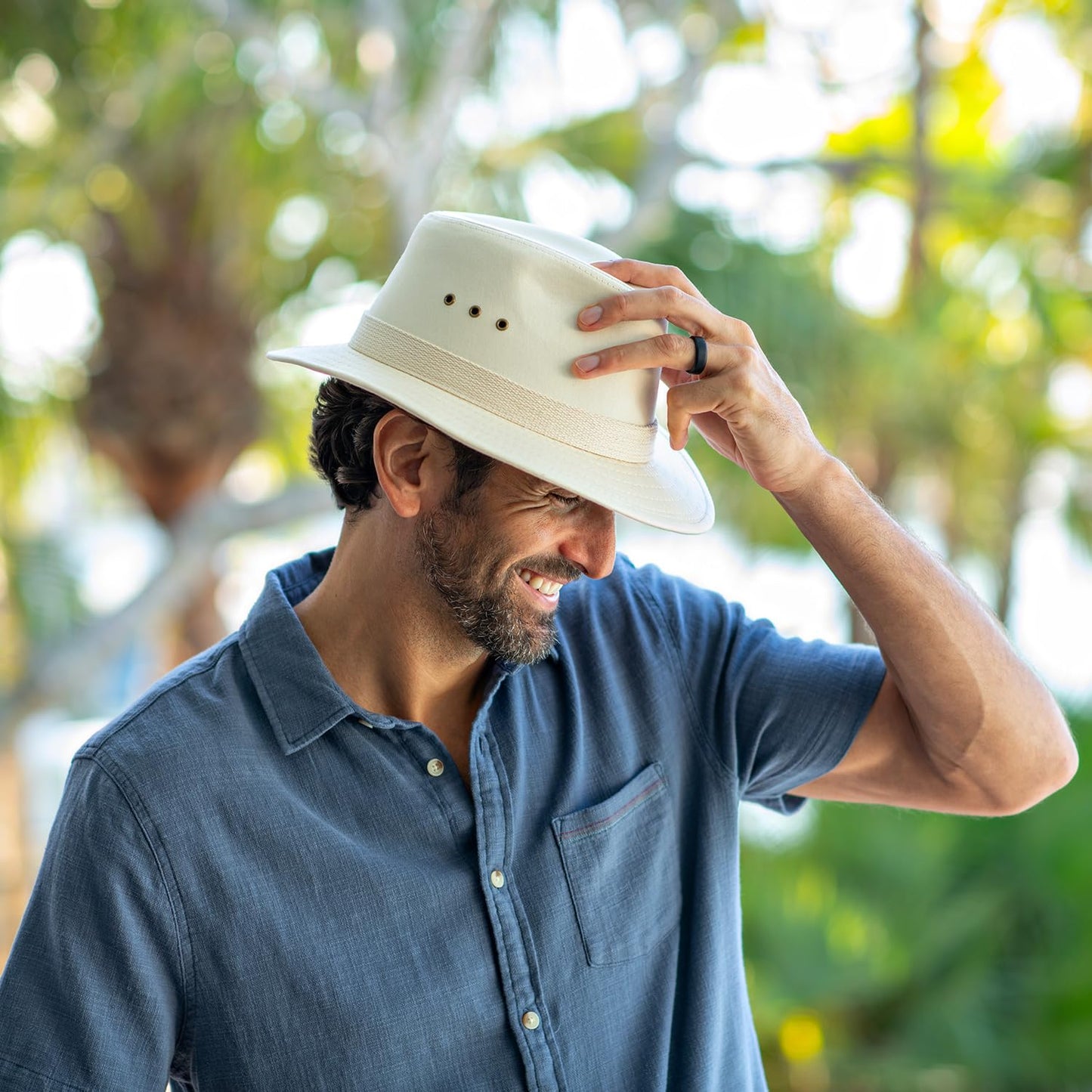 Panama Jack Men's Original Canvas Safari Sun Hat, 2 1/2" Brim, UPF (SPF) 50+ Sun Protection (Natural, Large)