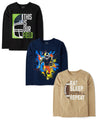 The Children's Place,Boys,Sports Long Sleeve Graphic T-Shirts,Multipacks,Eat Sleep Football Repeat 3-Pack,Medium