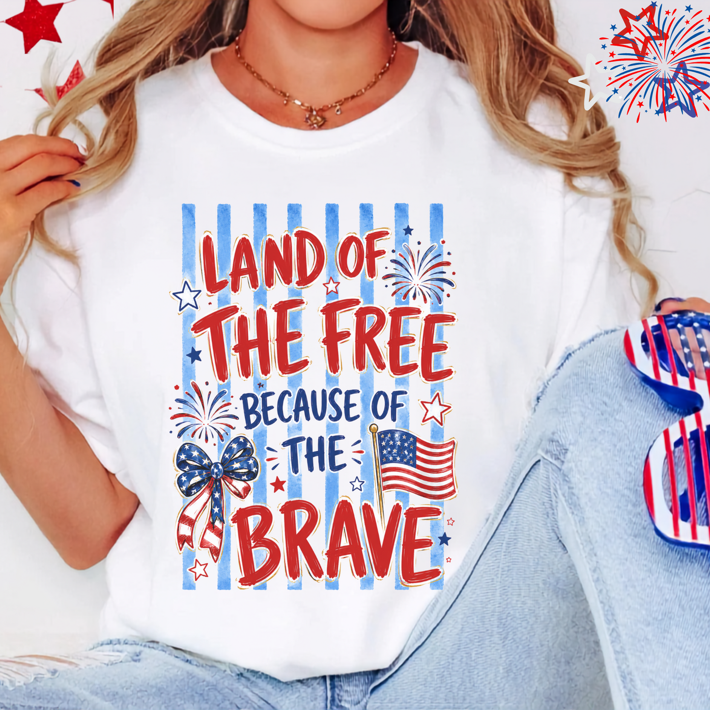 Land of the Free T-Shirt, Patriotic 4th of July Tee, USA Freedom Shirt, Independence Day Gift, American Flag Apparel, Customizable Top