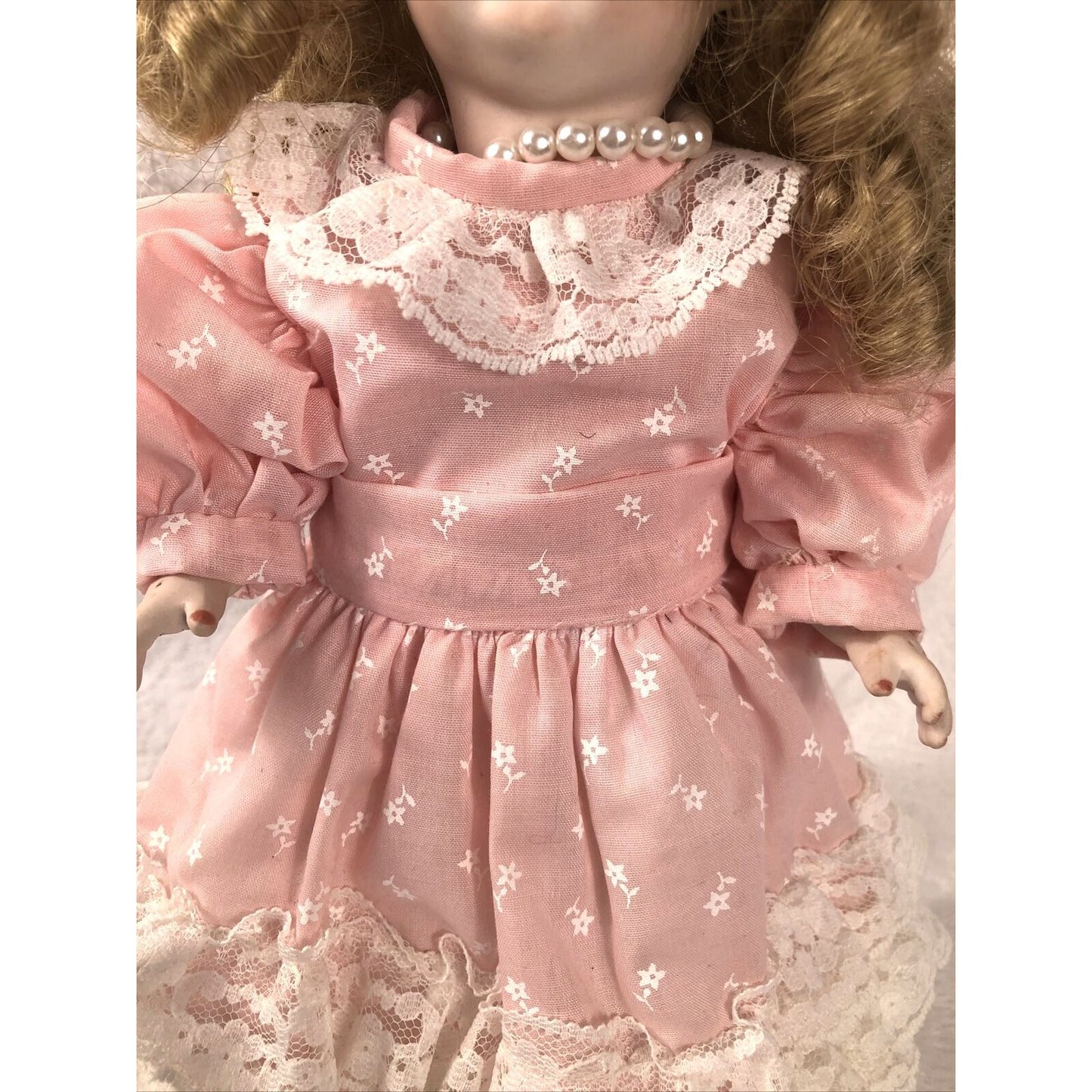 Vintage Porcelain Doll Bobble Head Movable Arms Legs / Stand