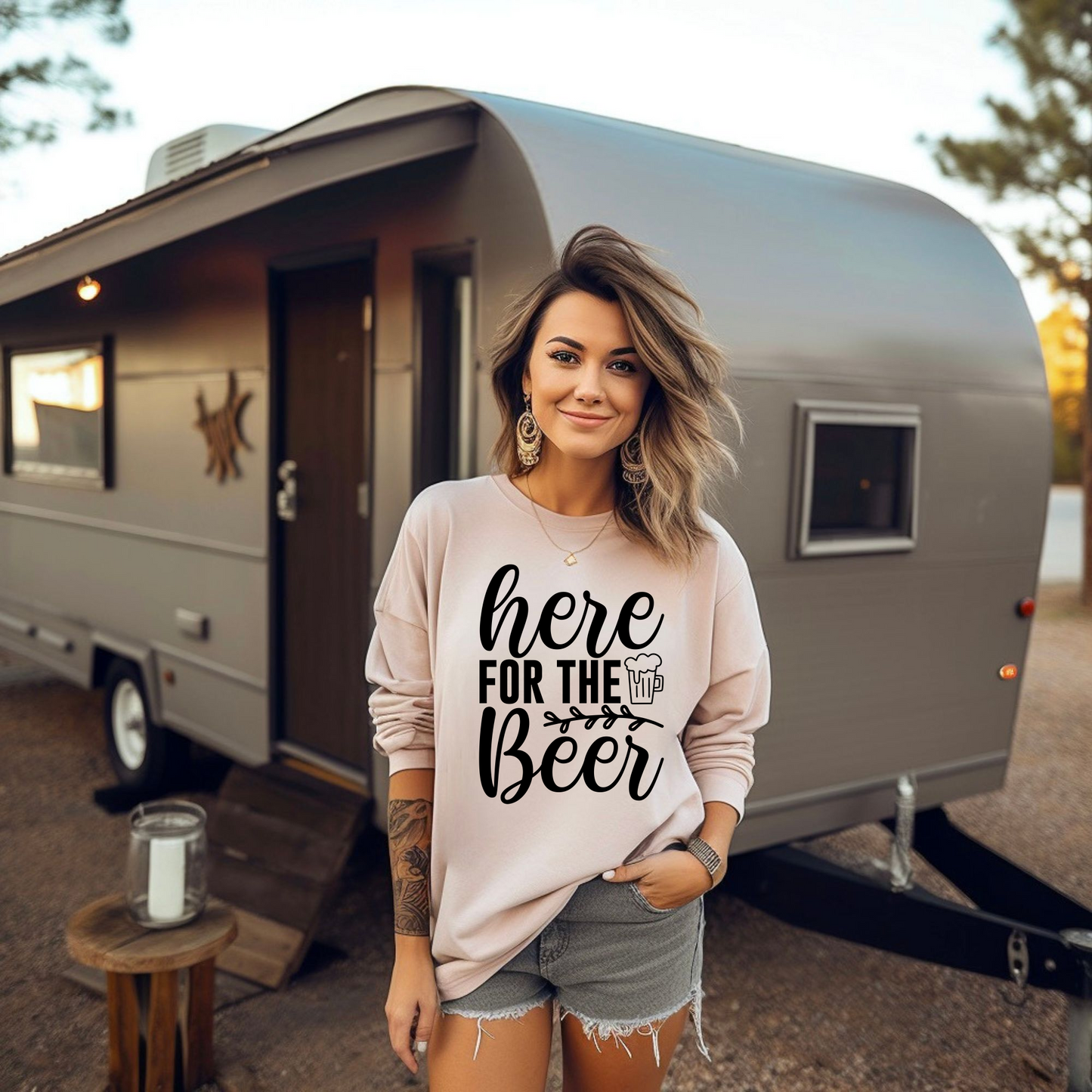 I'm Here for the Beer Sweatshirt • Funny Drinking Pullover • Beer Lover Crewneck • Party Humor Shirt • Unisex Cozy Gift