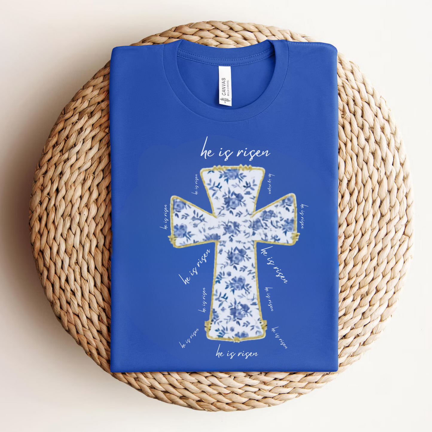 Christian Cross T-Shirt, Inspirational "He is Risen" Design, Faith-Based Gift, Easter Religious Shirt, Spiritual Apparel, Women