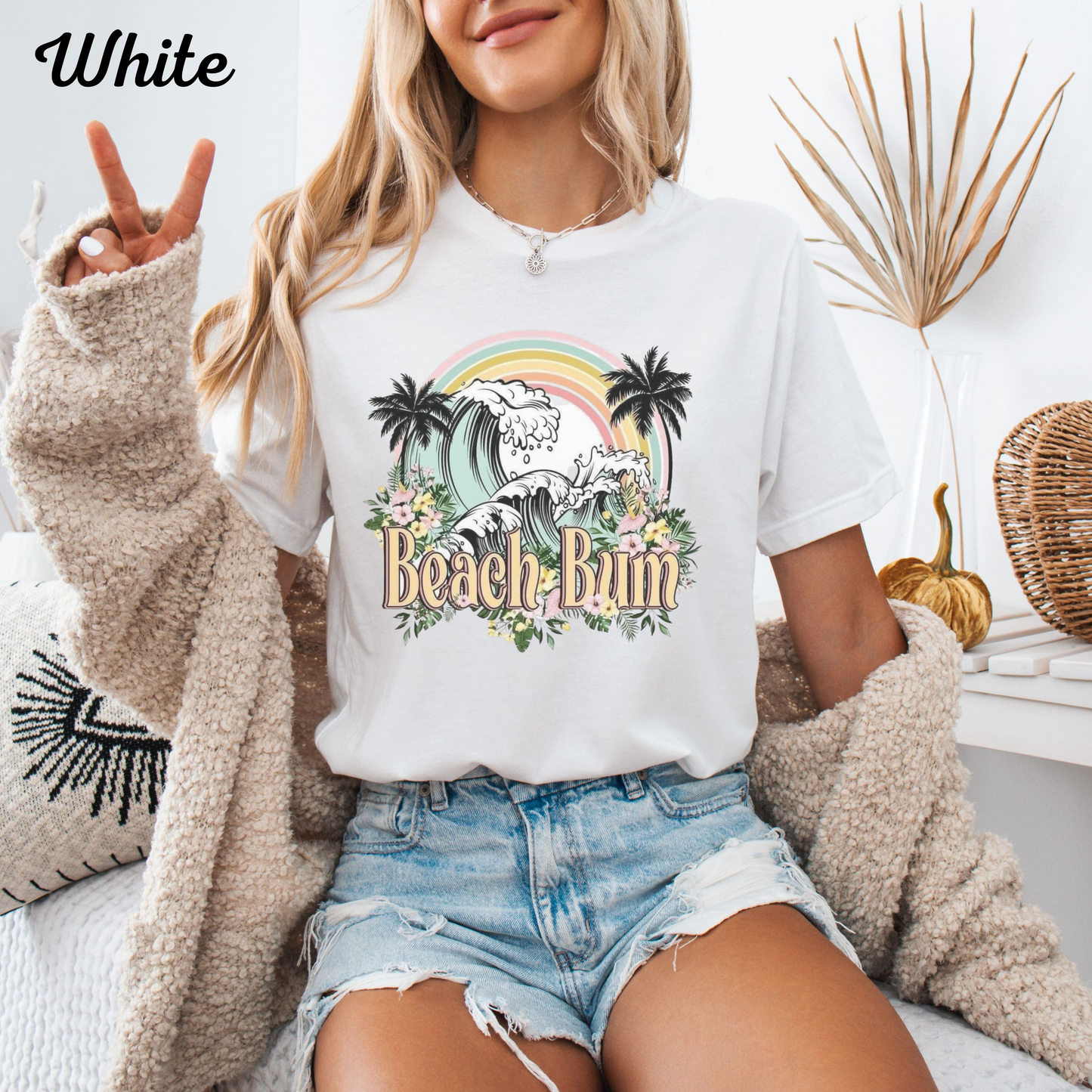 Beach Bum Summer Vibes T‑Shirt, Coastal Graphic Tee, Vacation Shirt