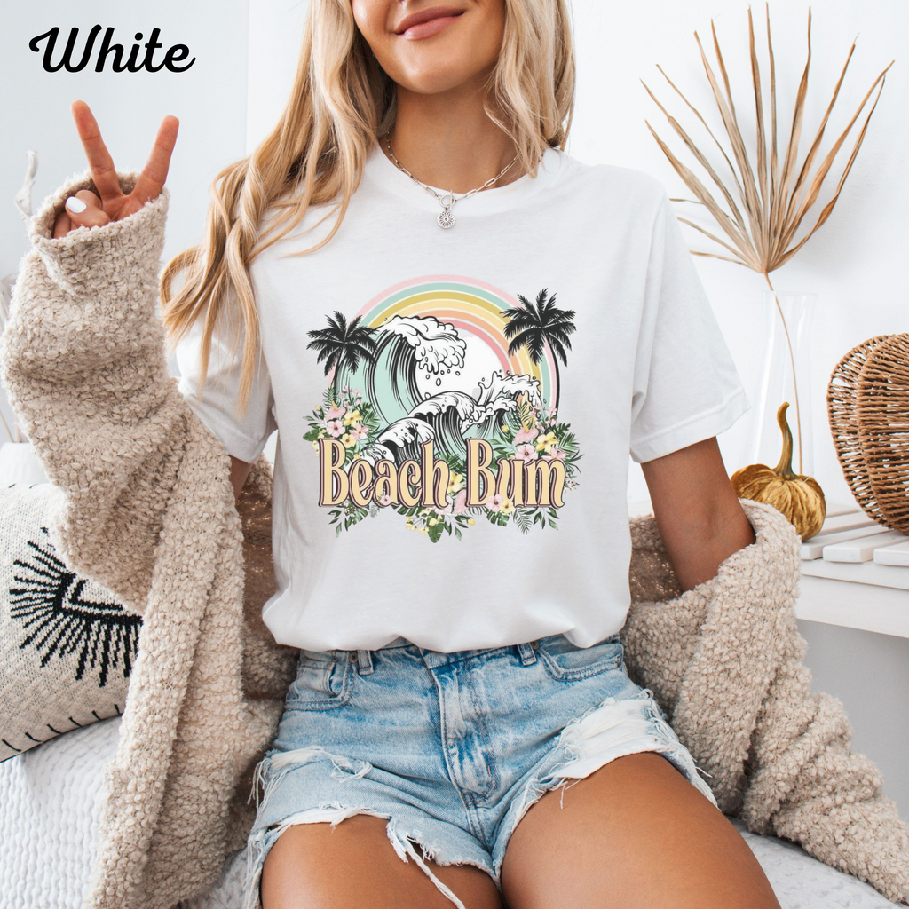 Beach Bum Summer Vibes T‑Shirt, Coastal Graphic Tee, Vacation Shirt