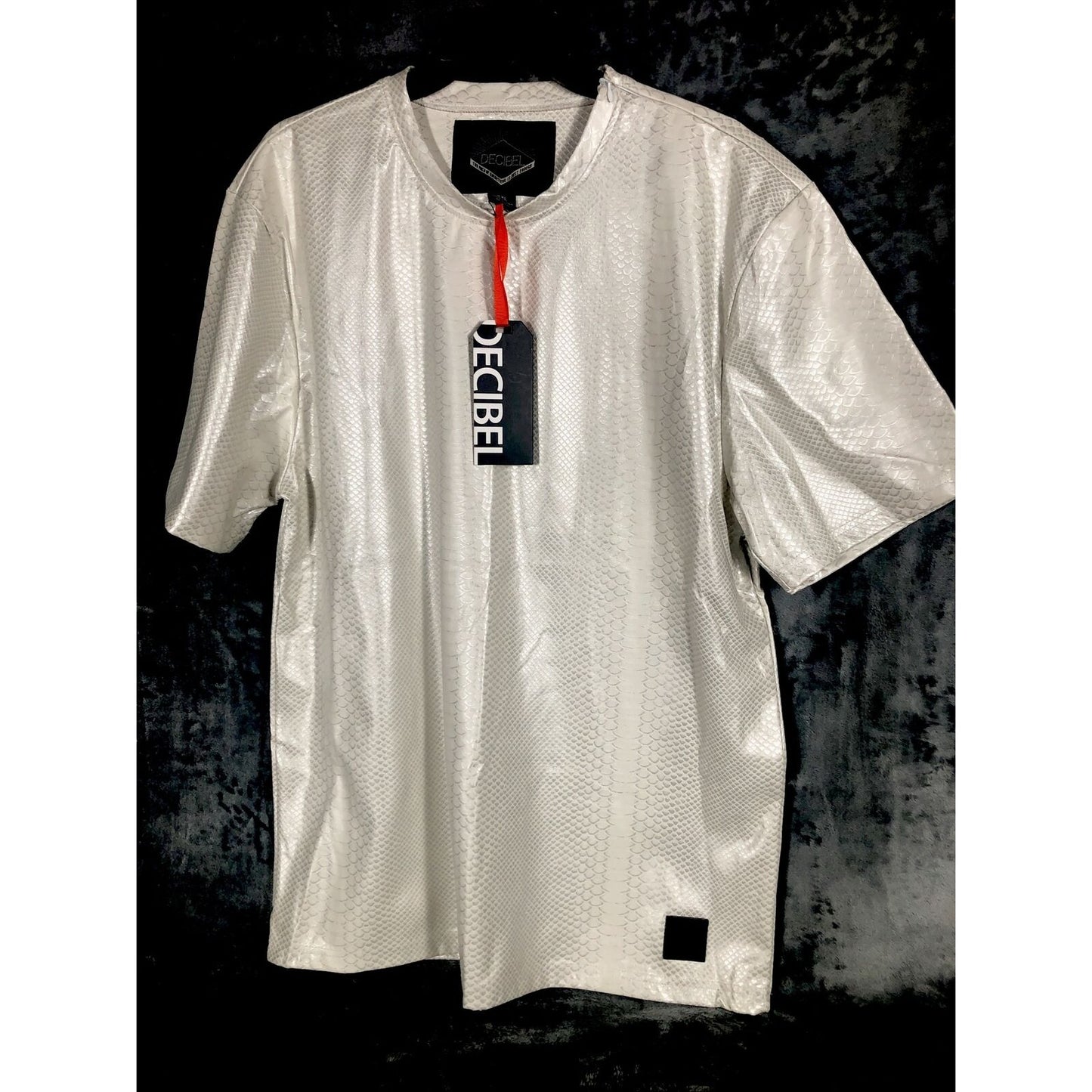 Decibel Mens Shirt Ivory Fish Scale   Casual Wear/Streetwear Size Adult 2x Large