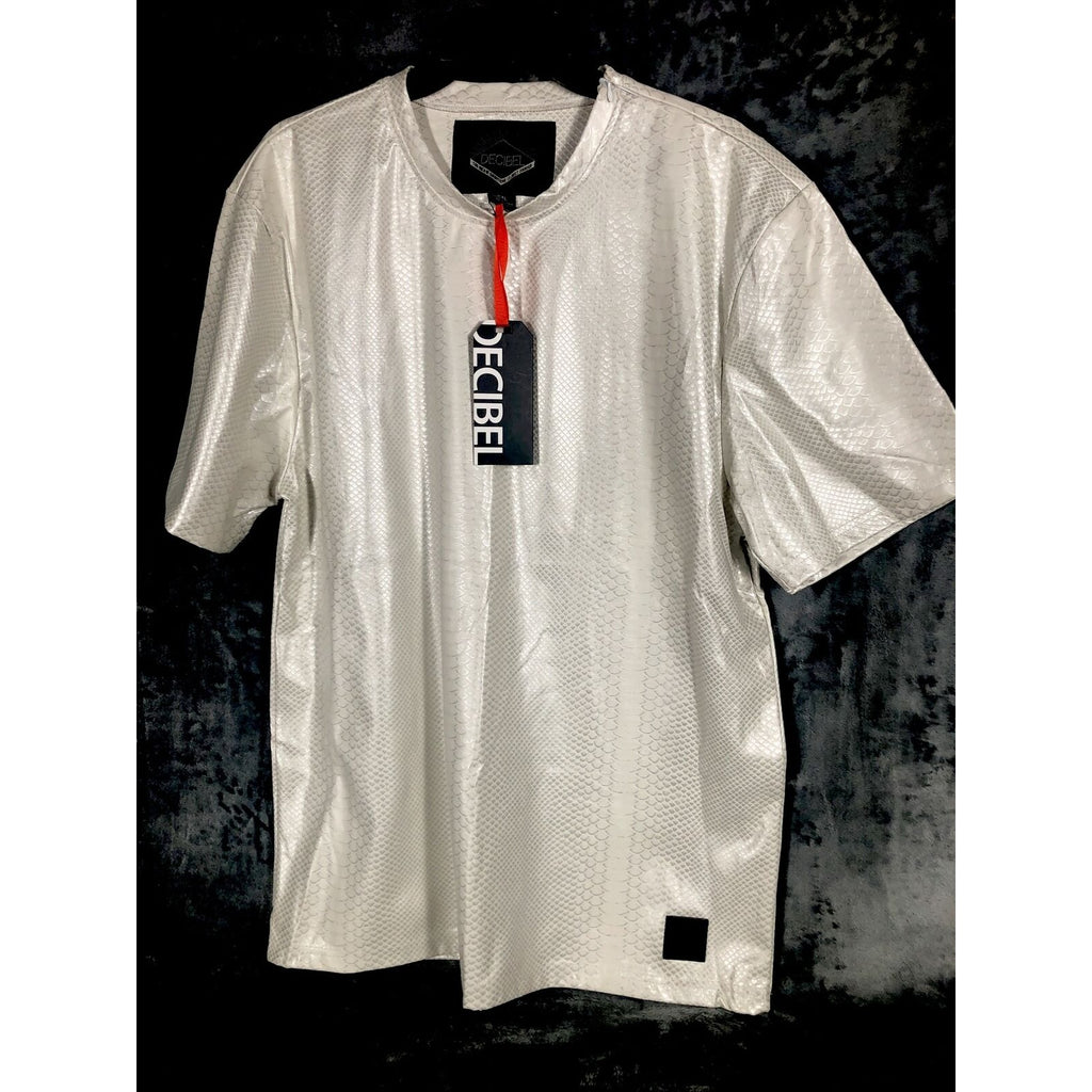 Decibel Mens Shirt Ivory Fish Scale   Casual Wear/Streetwear Size Adult 2x Large
