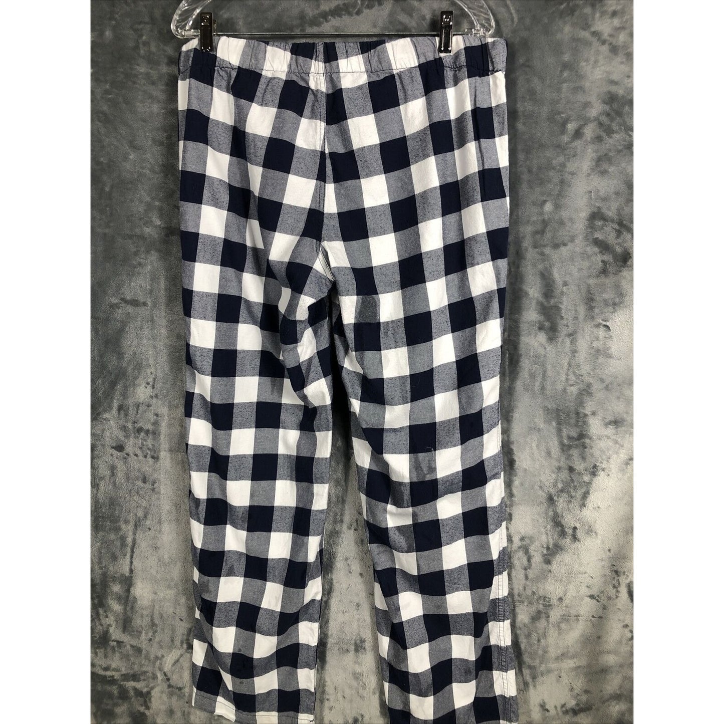 J Crew pajamas pants Woman’s L 100% cotton weave flannel check navy blue