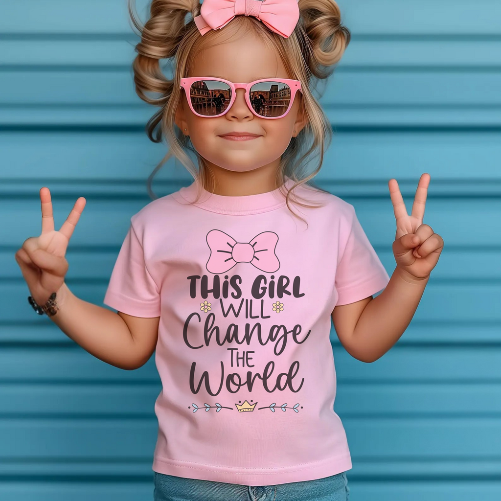 Inspirational Kids Tee, Girls Empowerment Shirt, Heart Sunglasses Outfit, Motivational Toddler Wear, Cute Bow Graphic, Empower Kids