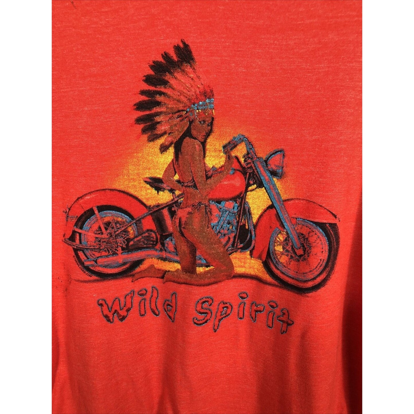 W2W T Shirt Men’s Indian Wild Spirit Red Biker Shirt Size Adult Large