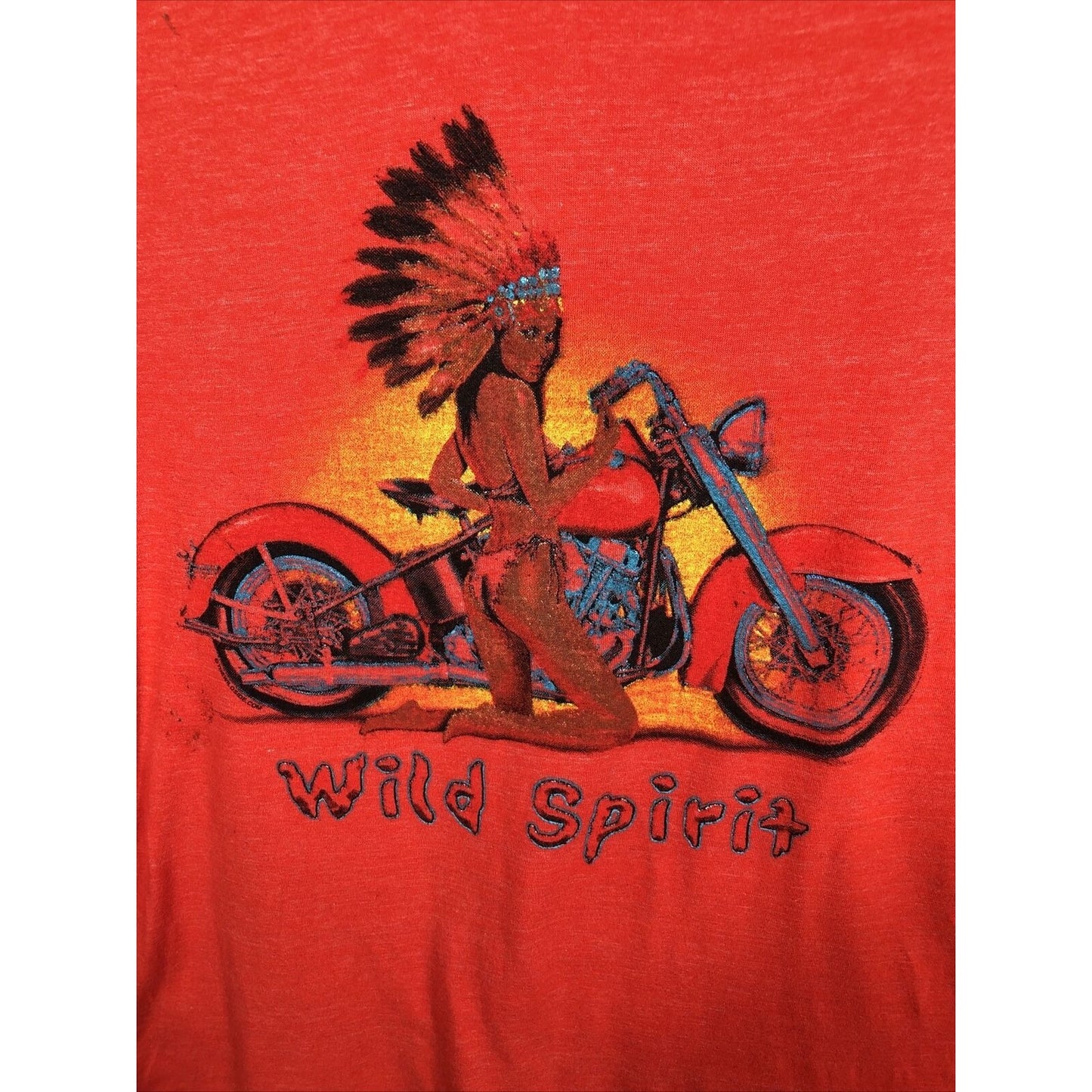 W2W T Shirt Men’s Indian Wild Spirit Red Biker Shirt Size Adult Large