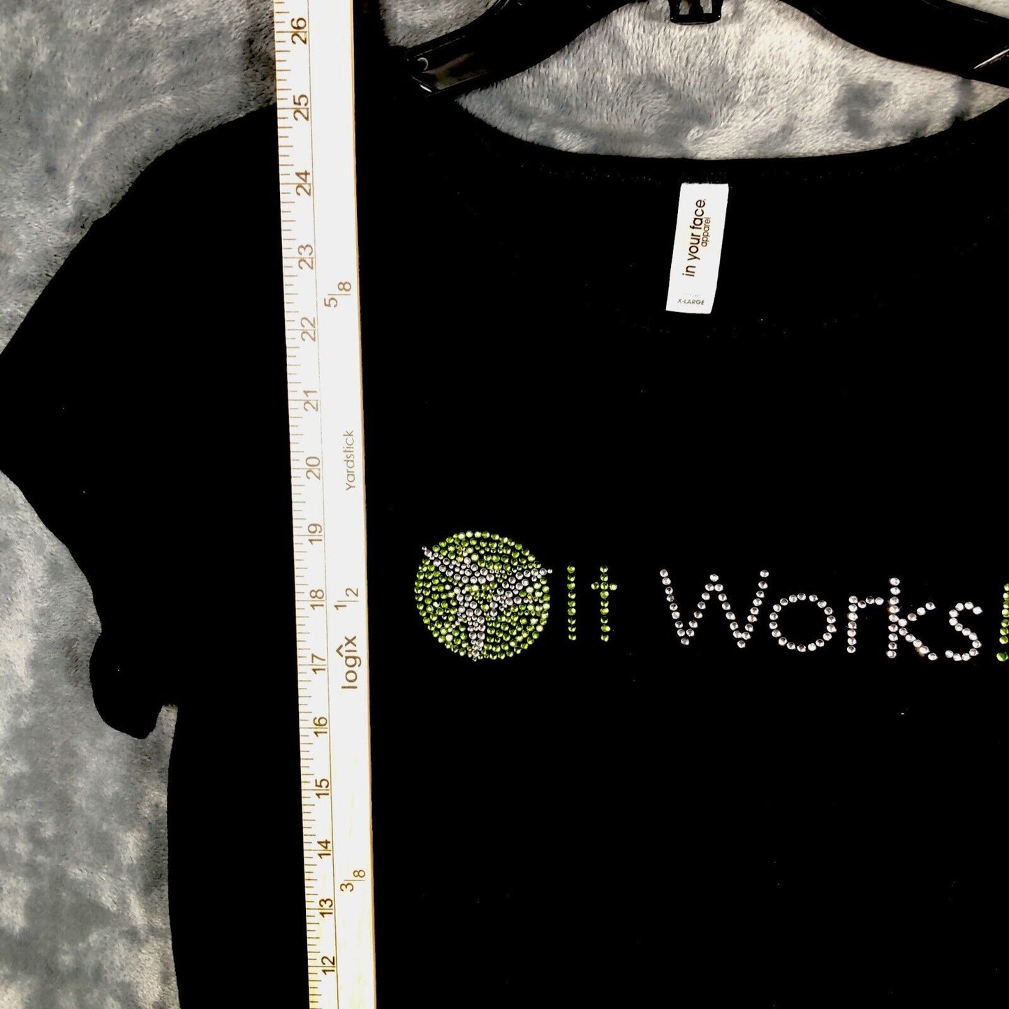 It Works Global Women’s Shirt It Works Bling Black/Green Studded T-Shirt