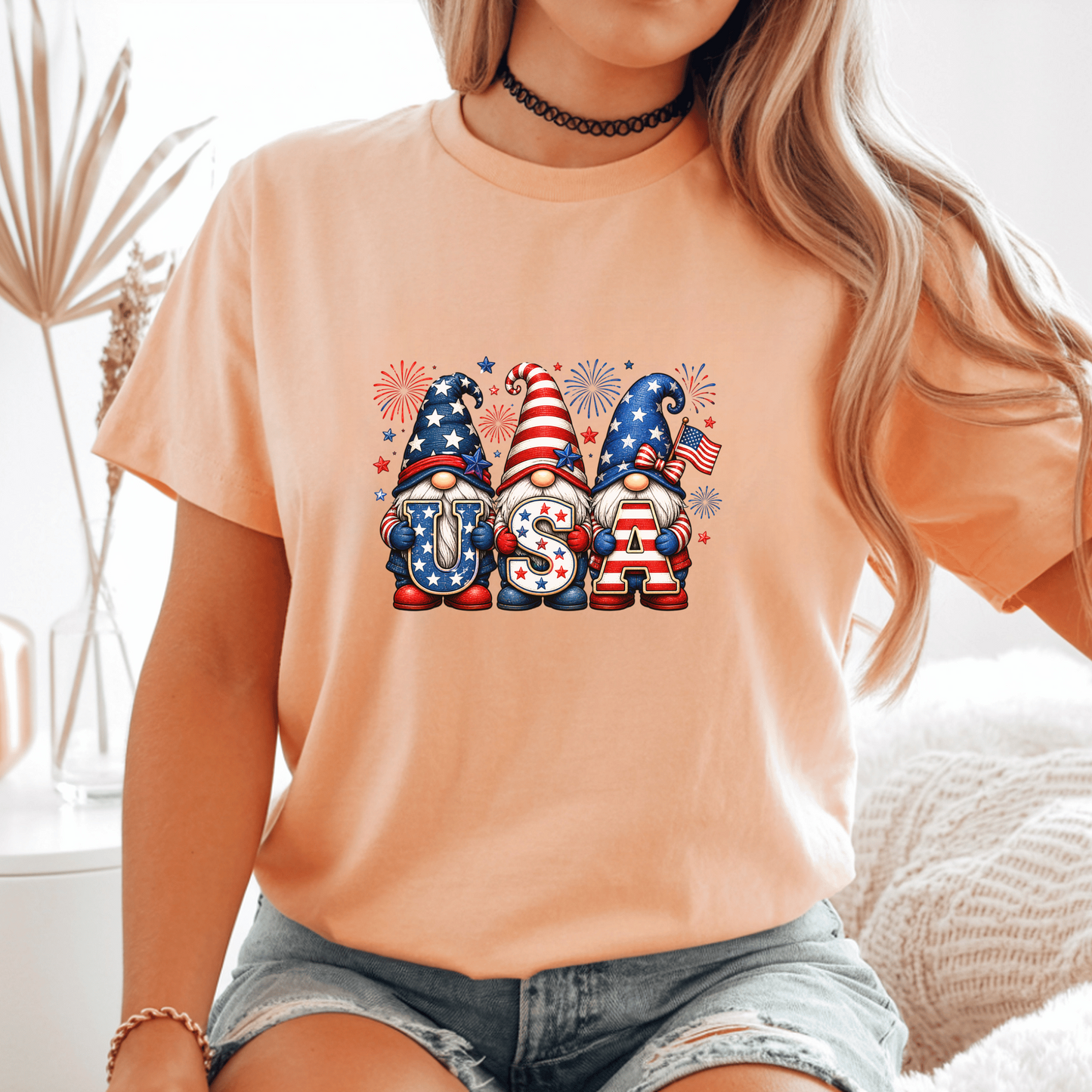 Patriotic Gnome T-Shirt, Fourth of July Tee, USA Themed Apparel, Red White Blue Gnome Shirt, American Pride Gift, Comfortable Cotton Tee