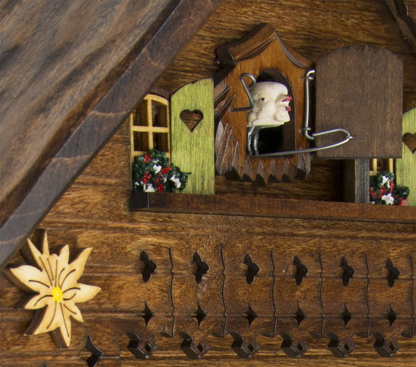 Cuckoo-Palace German Cuckoo Clock - Summer Meadow Chalet with 8-Day-Movement - 13 1/3 inches Height - Black Forest Clock