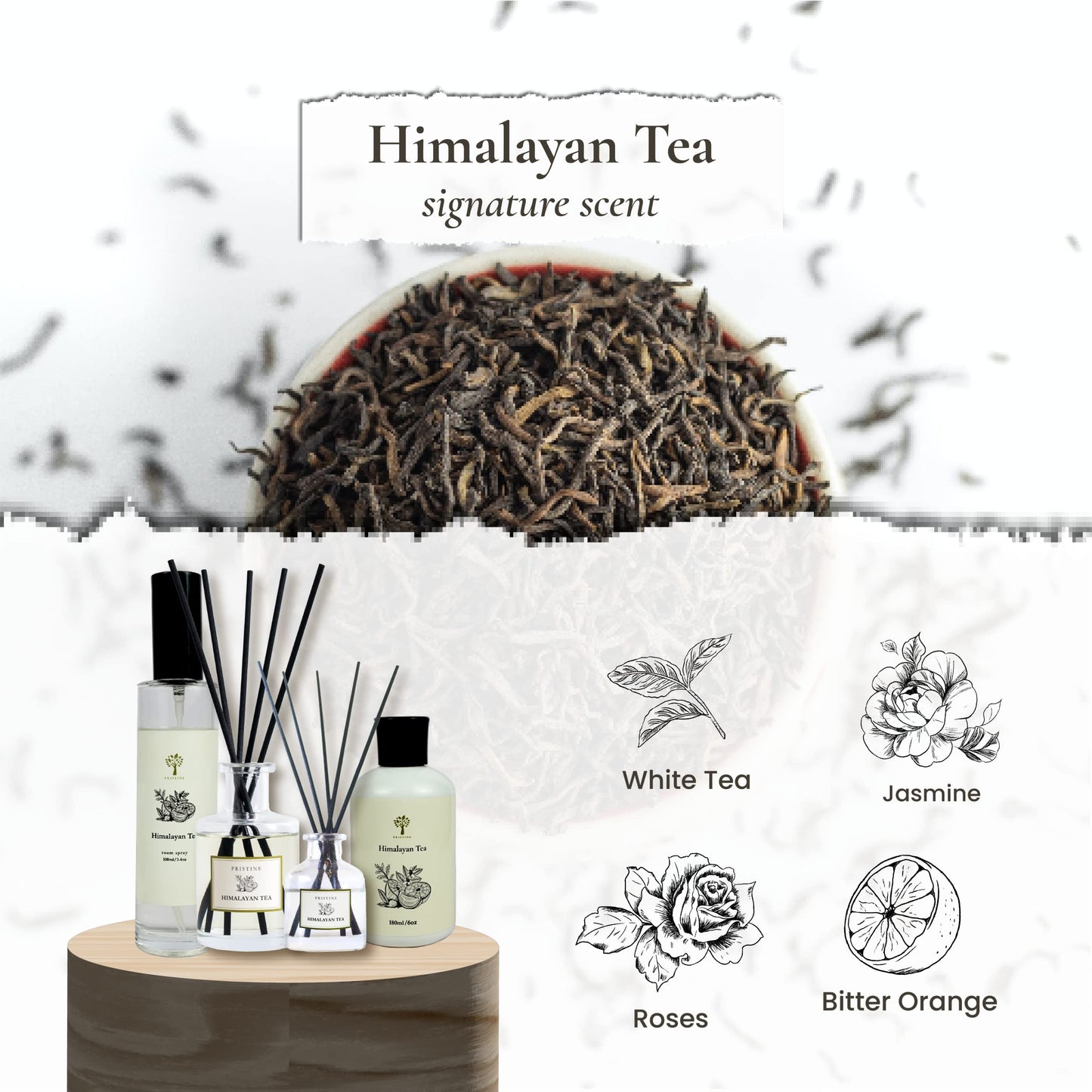 PRISTINE Himalayan Tea/Inspired by Westin Hotel Reed Diffuser for Home | Fresh Bergamot/White Tea Room Fragrance Reed Diffusers, Oil & Room Diffusers with Reed | Home Fragrance Scent Diffuser, 6 Oz