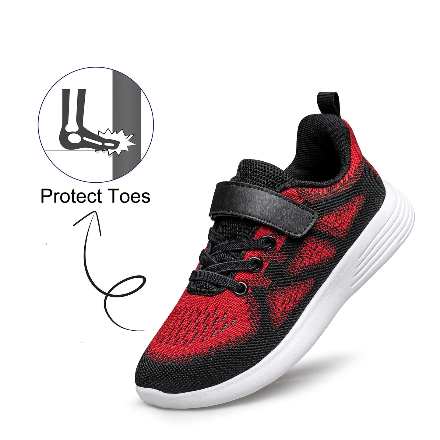 YHOON Boys Girls Shoes Athletic Breathable Sports Running Walking Sneakers for Kids Red Toddler Size 8