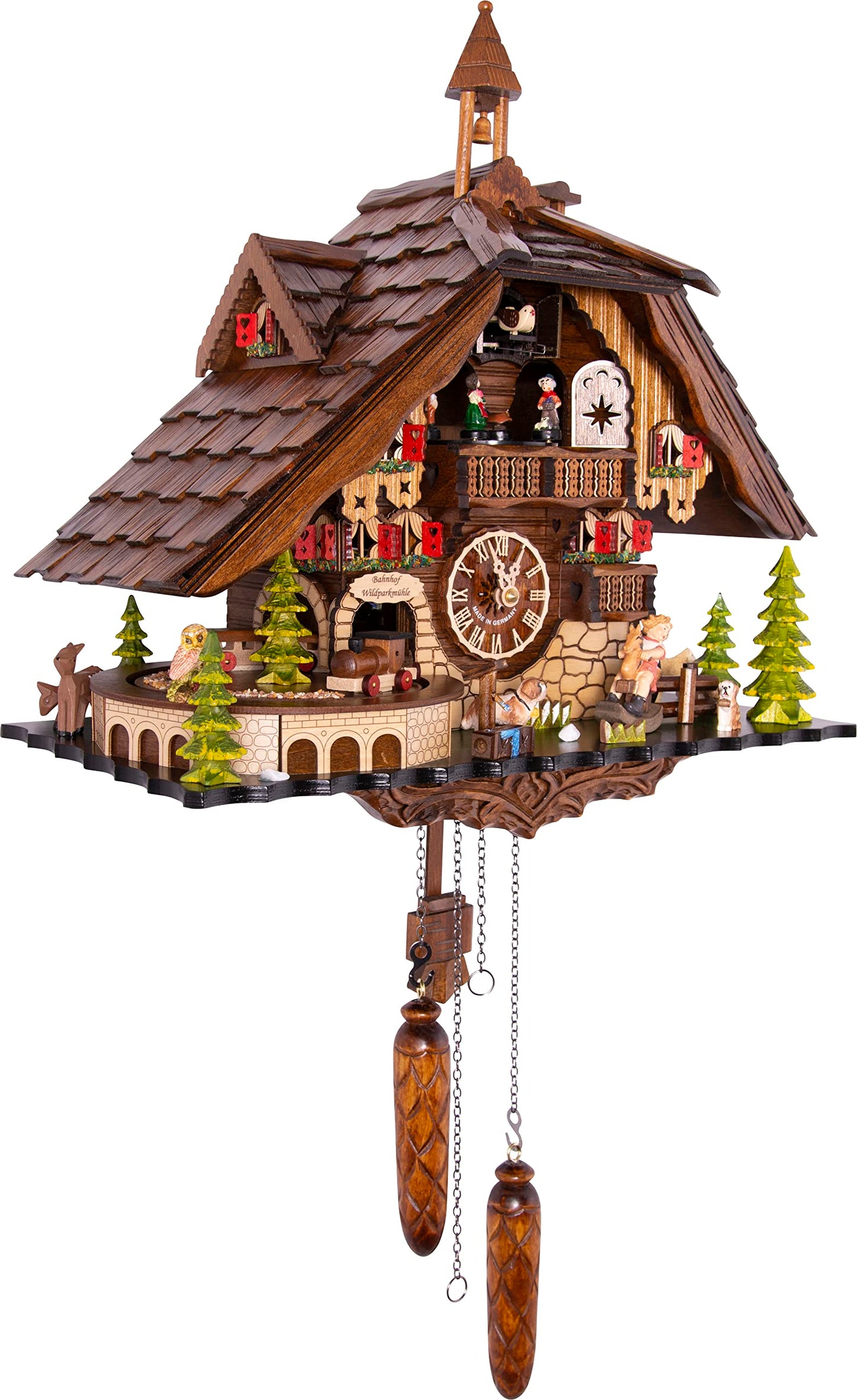 Cuckoo Palace Cuckoo Clock Deer Park Mill Station Chalet-Style 33cm Quartz-Movement