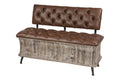 Deco 79 Wood Room Storage Bench Entryway Bench with Tufted Faux Leather Seat and Back, Bench 47