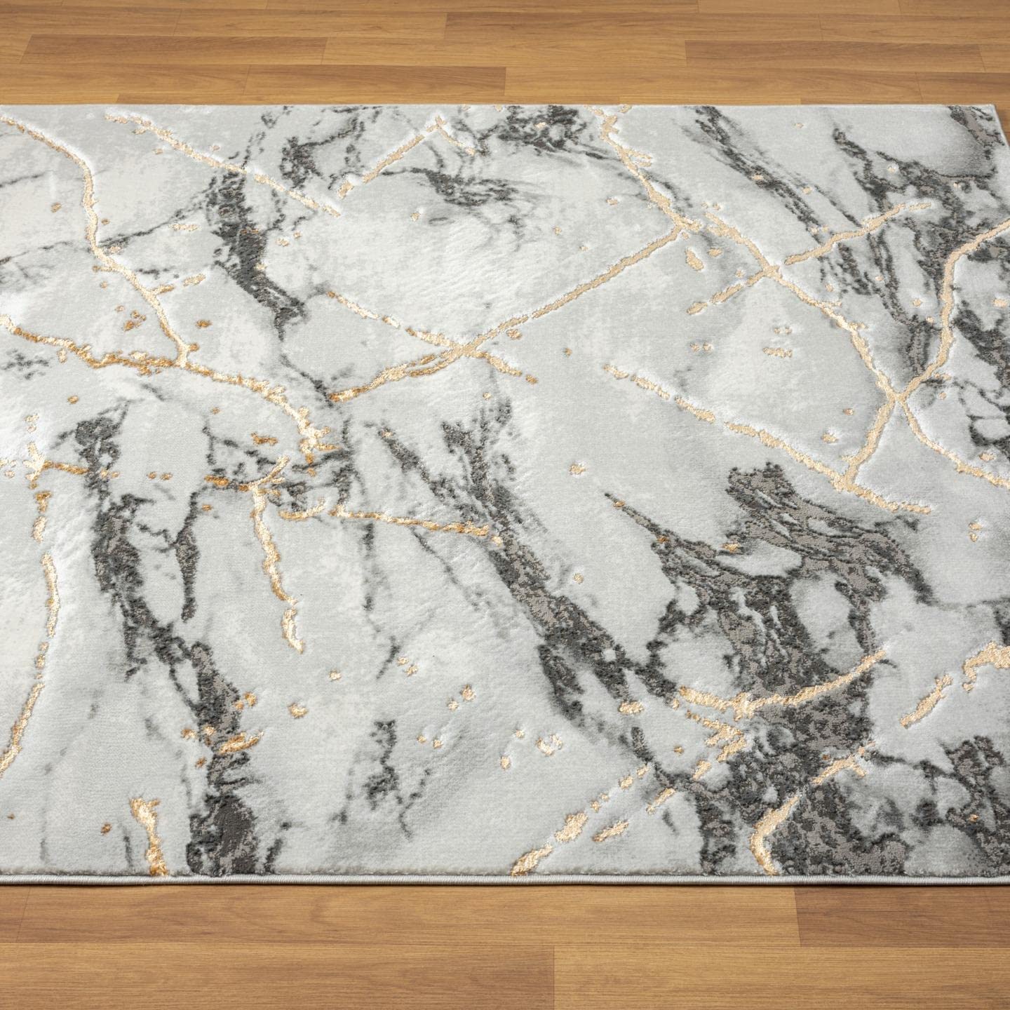 LUXE WEAVERS Ivory Gold 8x10 Marble Abstract Area Rug