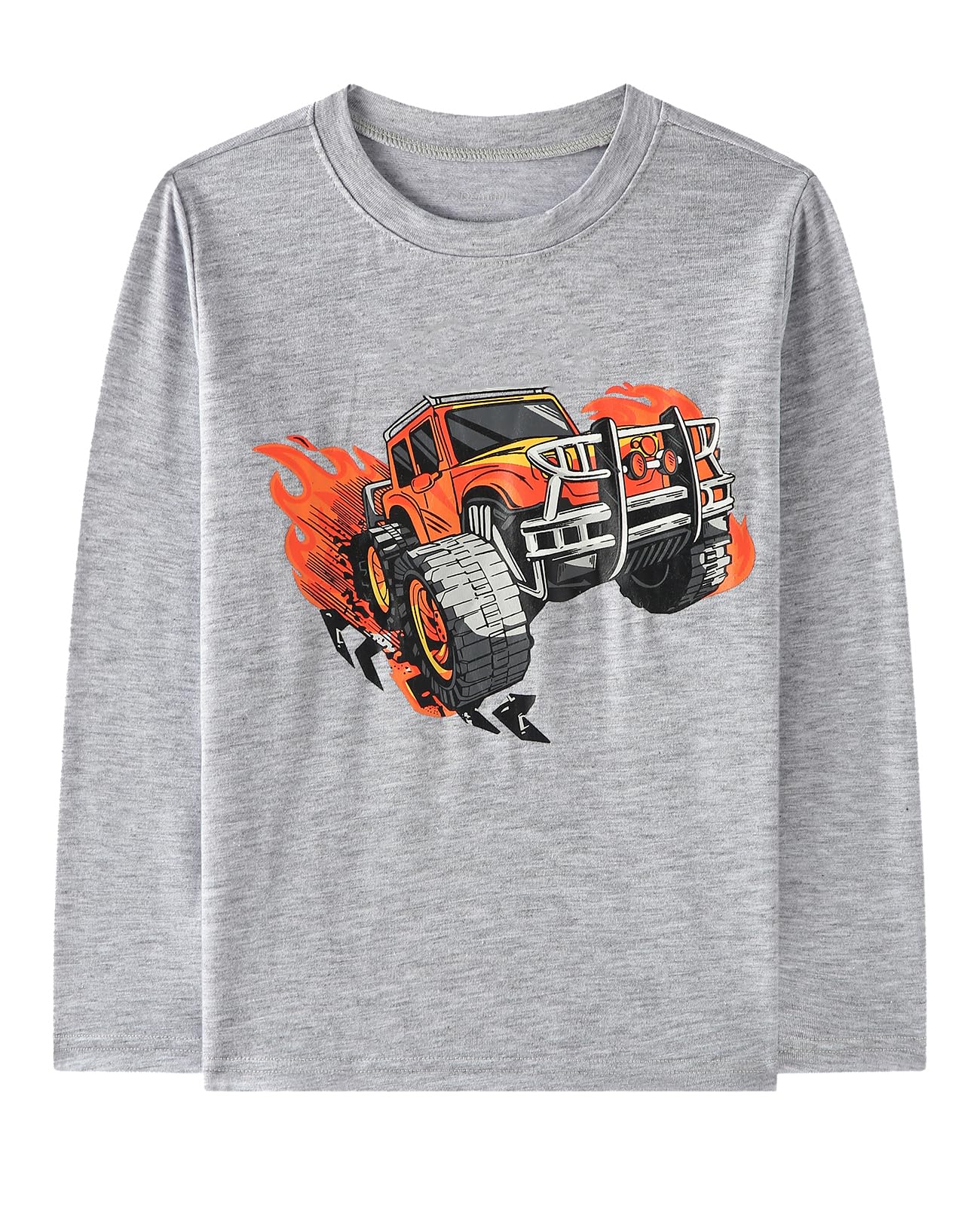 Demifill Toddler Boys 3 Pack Long Sleeve Truck T-Shirts Kid Boys Crew Neck T-Shirt Size 8Years