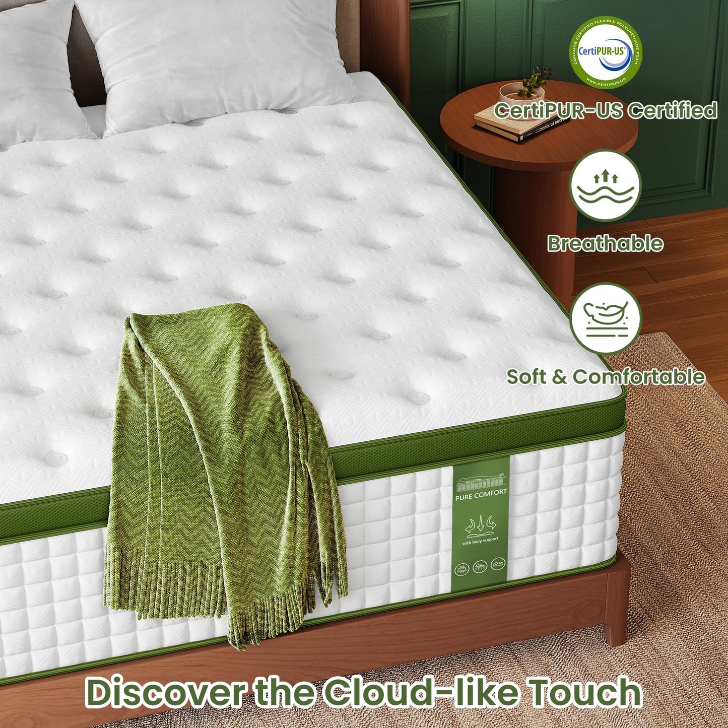 BedStory Extra Firm Mattress King Size, 12 Inch Hotel Collection Hybrid Mattresses with Zoned Lumbar Support, Extra Back & Hip Support, CertiPUR-US, Fiberglass-Free, 365-Night Trial