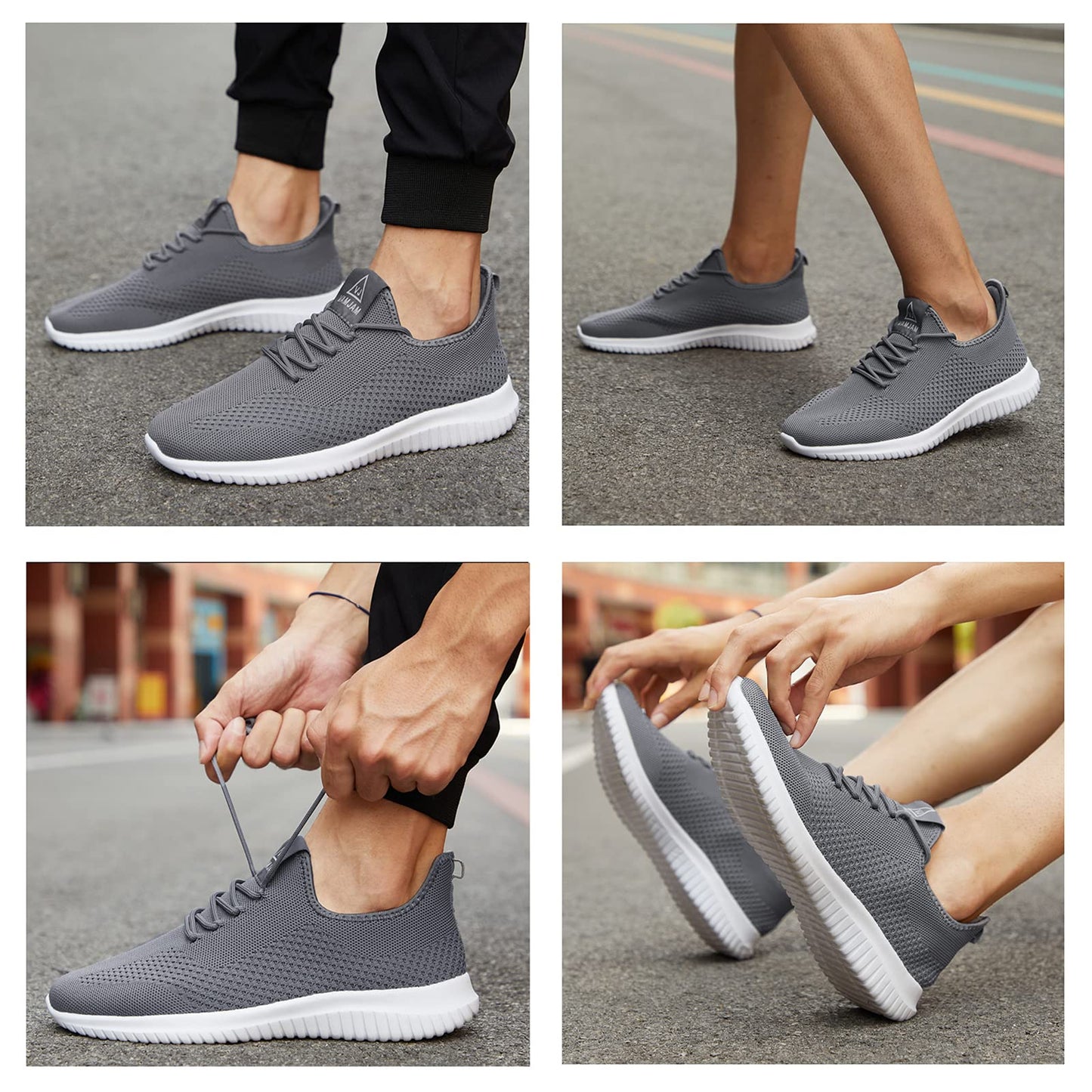 VAMJAM Men's Running Shoes Ultra Lightweight Breathable Walking Shoes Non Slip Athletic Fashion Sneakers Mesh Workout Casual Sports Shoes Grey Size 12.5