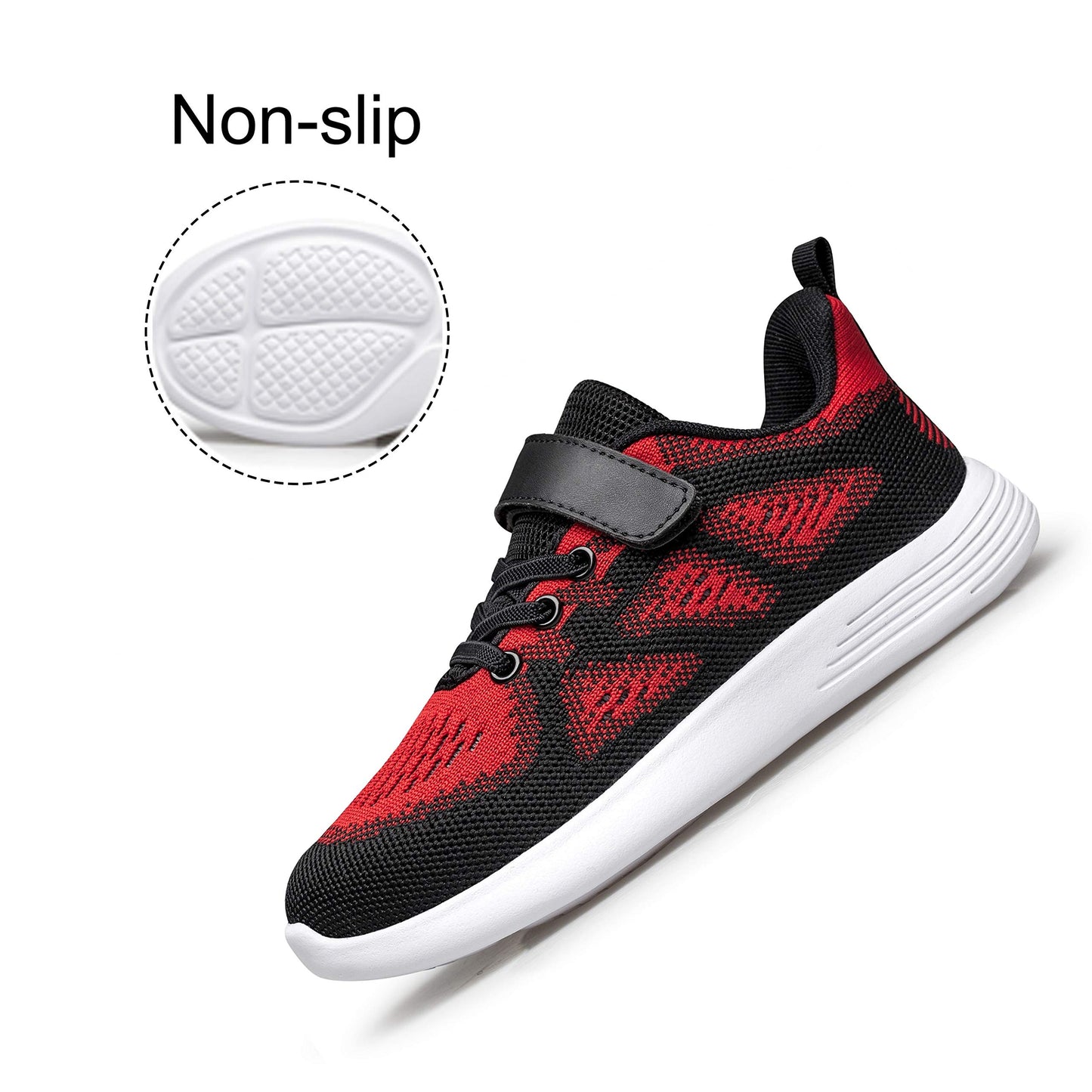 YHOON Boys Girls Shoes Athletic Breathable Sports Running Walking Sneakers for Kids Red Toddler Size 8