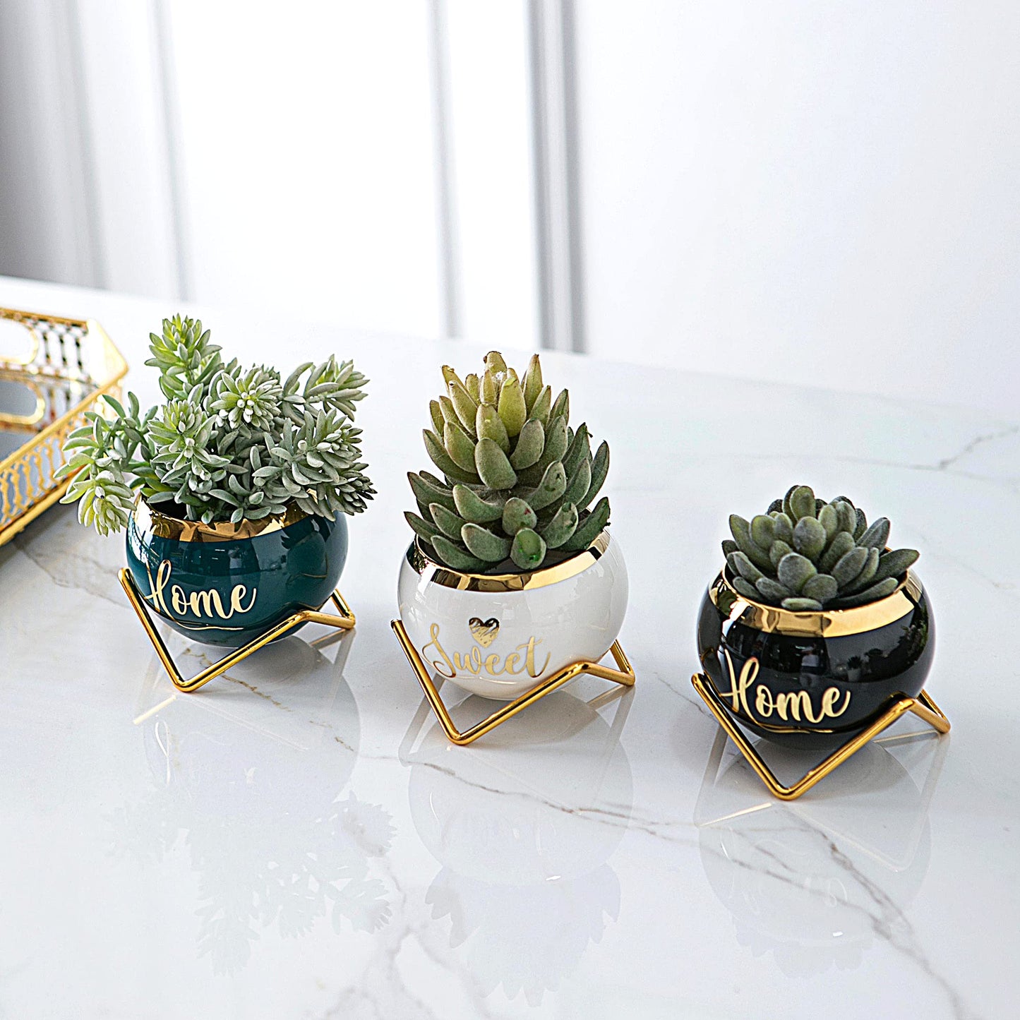 House Warming Gifts New Home -Housewarming Gifts for New House, Best Housewarming Gifts, Home Essentials for New Home Gift Ideas, Living Room Home Decor Farmhouse | 3 Succulent Pots for Plant Lovers