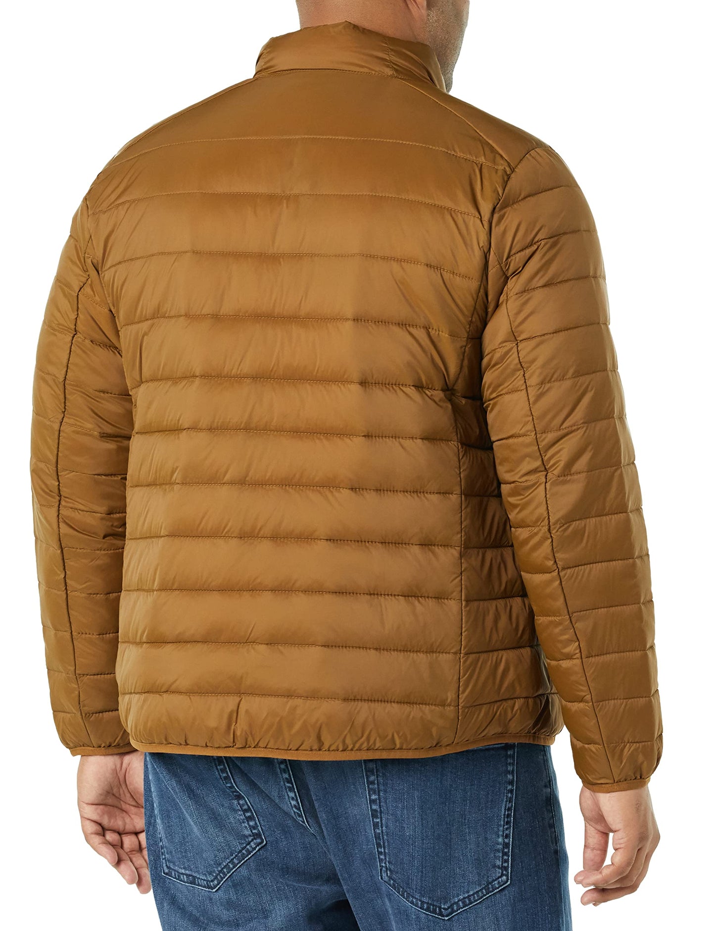 Amazon Essentials Men's Packable Lightweight Water-Resistant Puffer Jacket (Available in Big & Tall), Light Brown, Large