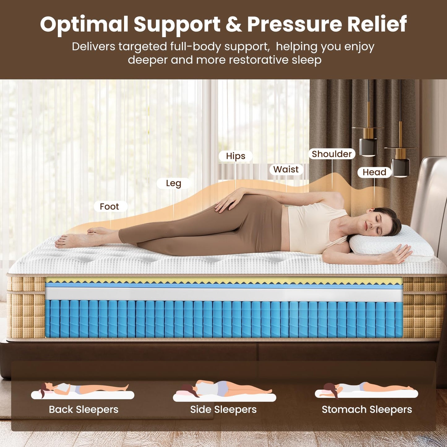 BedStory Extra Firm King Size Mattress, 14 Inch Hotel Collection Hybrid Mattresses with Extra Lumbar & Shoulder Support Pain Relief,Fiberglass-Free 365-Night Trial