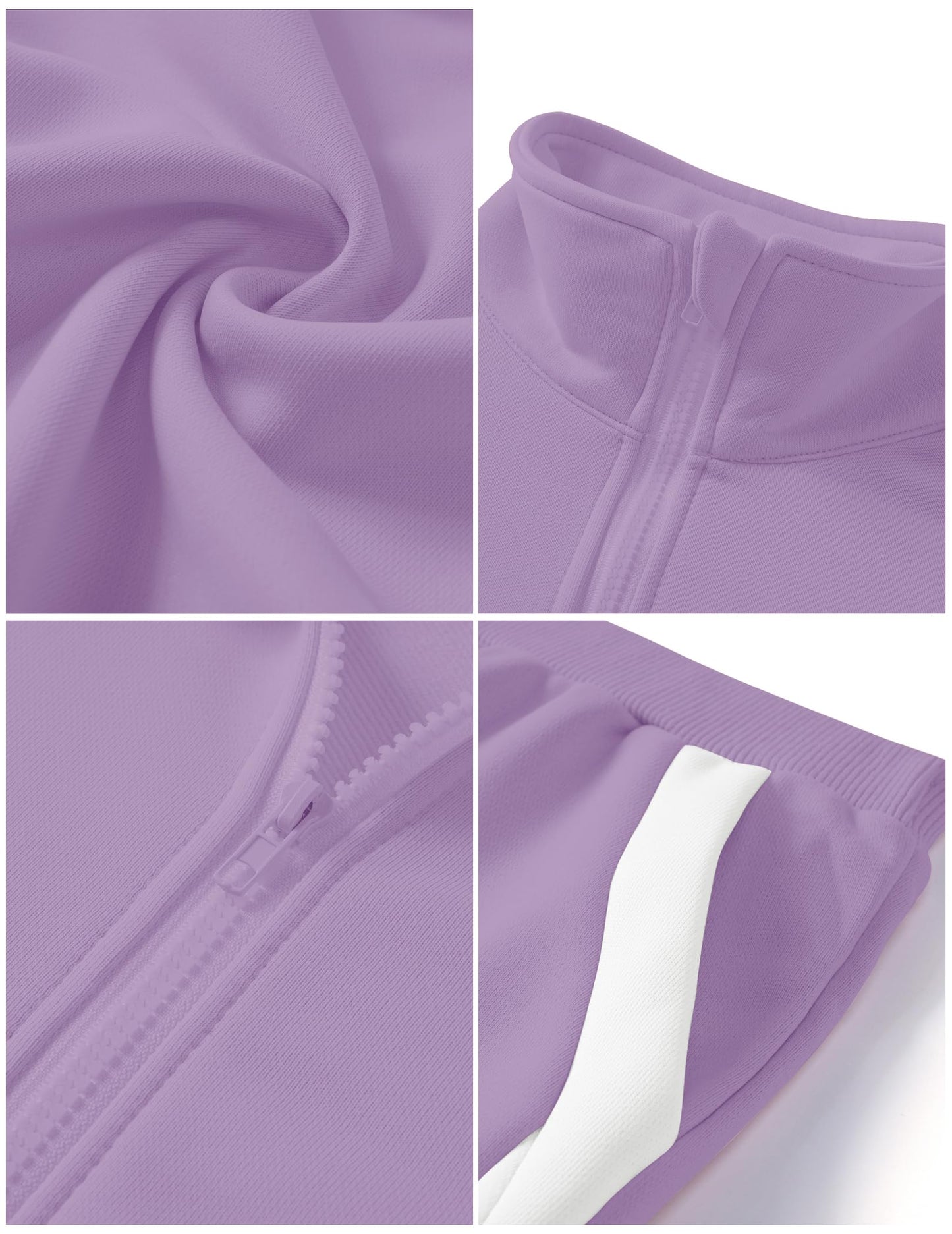 Zaclotre Girl's 2 Piece Outfits Zip Up Sweat Set Contrast Striped Jogging Pants TrackSuit Fall Clothes Purple 8-9 Years