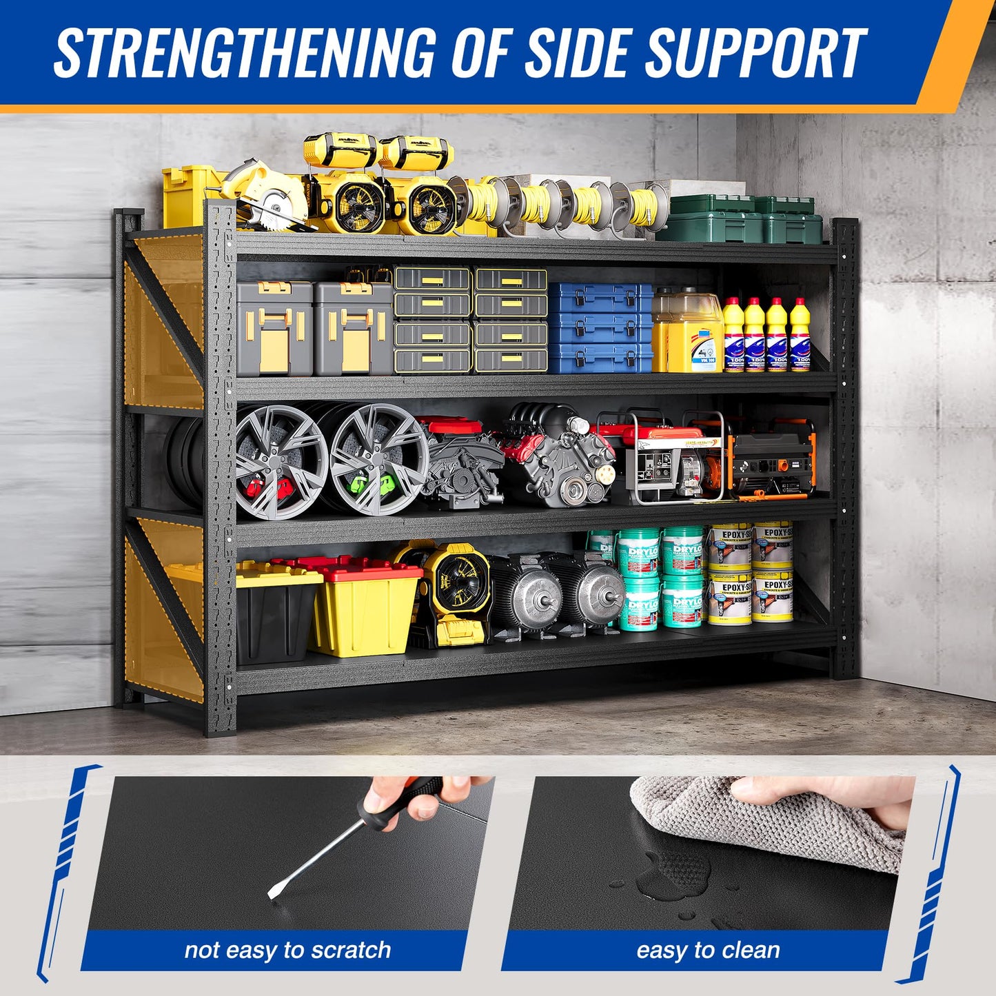 BYNSOE 71" W Storage Shelves 5000lbs Garage Metal Shelving Heavy Duty Garage Shelves Adjustable Storage Shelves for Industrial, Factory,71" W X 24" D X 69" H