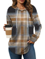 Chocolate Brown Fall Clothes for Women 2025 Winter Clothing Long Sleeve Tunic Tops Soft Hoodies Pullover Oversized Sweatshirts Plaid L