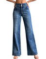 roswear Women’s Wide Leg Jeans Casual High Waisted Stretch Baggy Loose Denim Pants 104 Blue Large