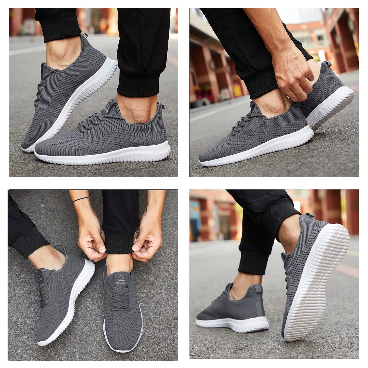 VAMJAM Men's Running Shoes Ultra Lightweight Breathable Walking Shoes Non Slip Athletic Fashion Sneakers Mesh Workout Casual Sports Shoes Grey Size 12.5