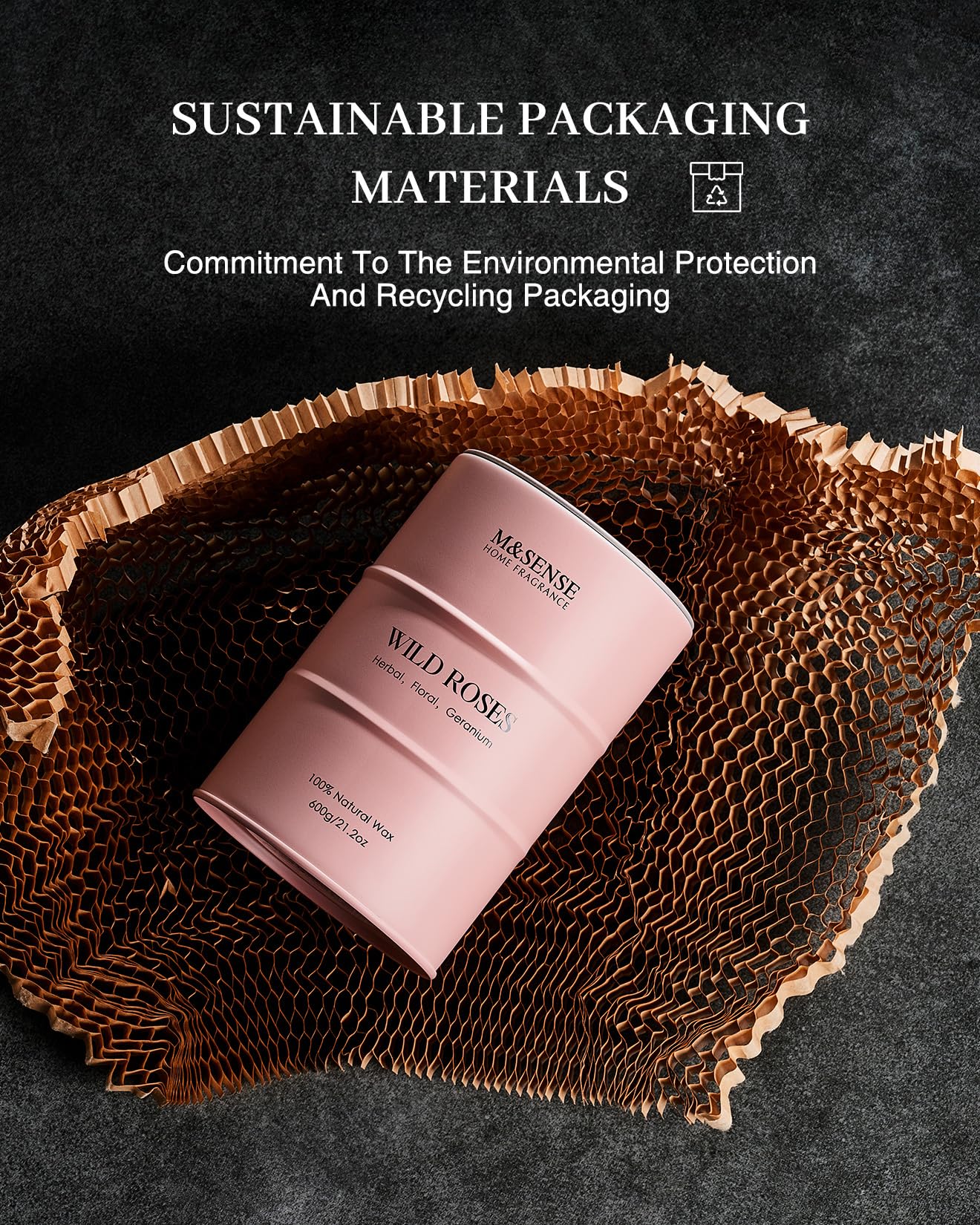 M&SENSE Wild Rose Large Natural Scented Candle, 120 Hours Long Lasting Soy Candles 21.2oz, Stress Relief Luxury Aromatherapy Candles for Women, Romantic Candle Valentines Day Gifts for Her