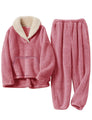 Flygo Girls Fuzzy Pants Set Fleece Outfits Winter Flannel Fluffy Pullover Sweatshirt Top Pants Sweatsuit(Pink-S)