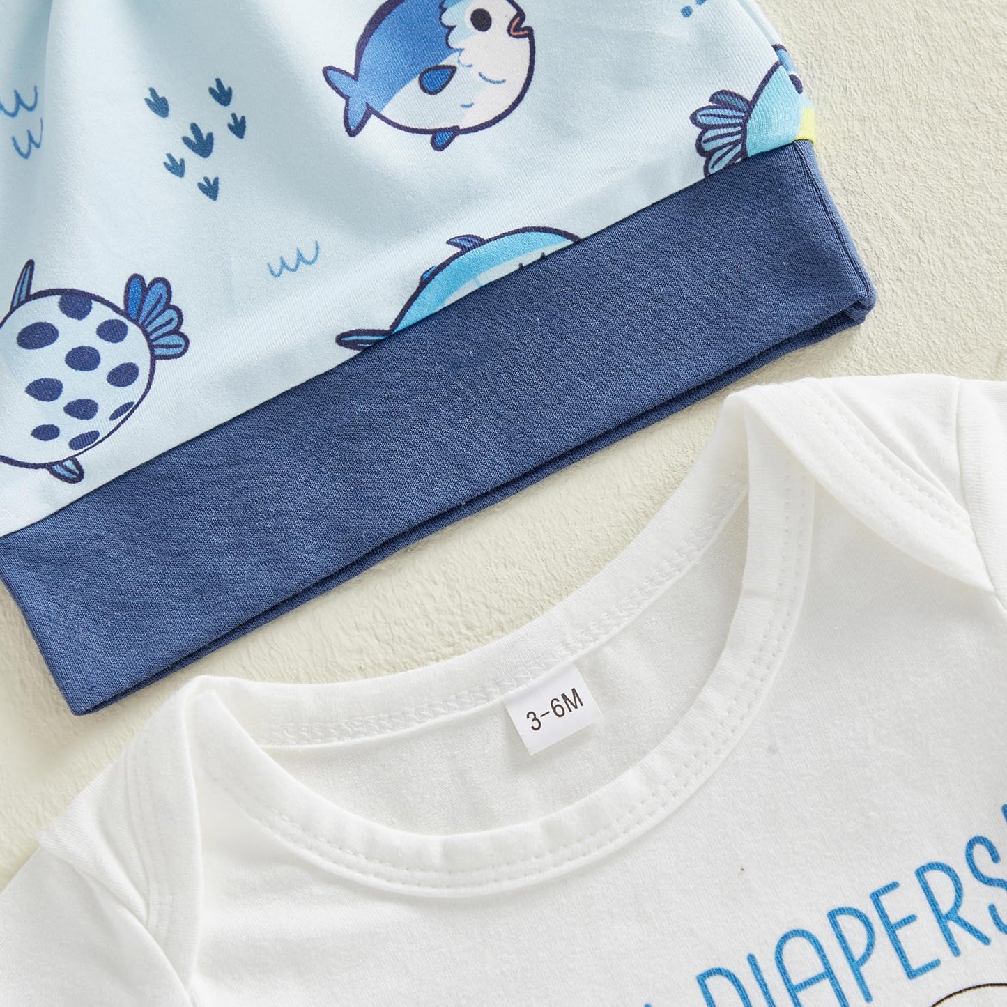 Bagilaanoe 3PCS Summer Outfit Newborn Baby Boy Clothes Fishing with Daddy Short sleeve Romper Pants Hat Set (Blue, 3-6 Months)