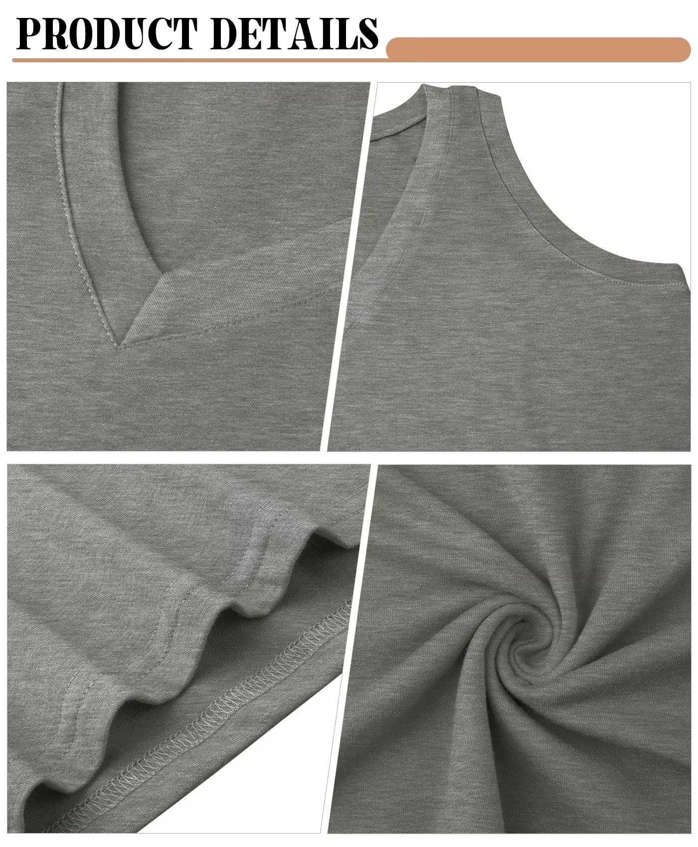 KKJ 3 Pack Womens Tank Tops 2026 Spring Summer Vacation Outfits V Neck Loose Sleeveless Blouse Casual Shirts Fashion Clothes Black/White/Grey