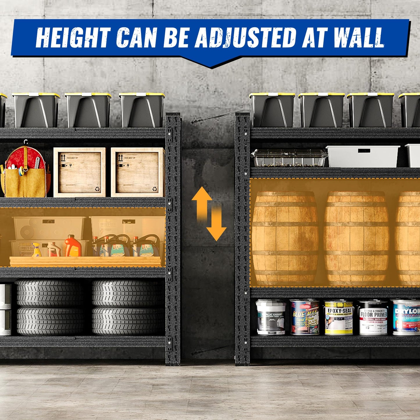 BYNSOE 71" W Storage Shelves 5000lbs Garage Metal Shelving Heavy Duty Garage Shelves Adjustable Storage Shelves for Industrial, Factory,71" W X 24" D X 69" H