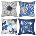 RYSMIYOU Decorative Throw Pillow Covers Set of 4 Blue Pillow Covers 18x18 inch Throw Pillow Cases Linen Square Pillow Case,Farmhouse Outdoor Modern Boho Pillow Covers for Couch Sofa Living Room