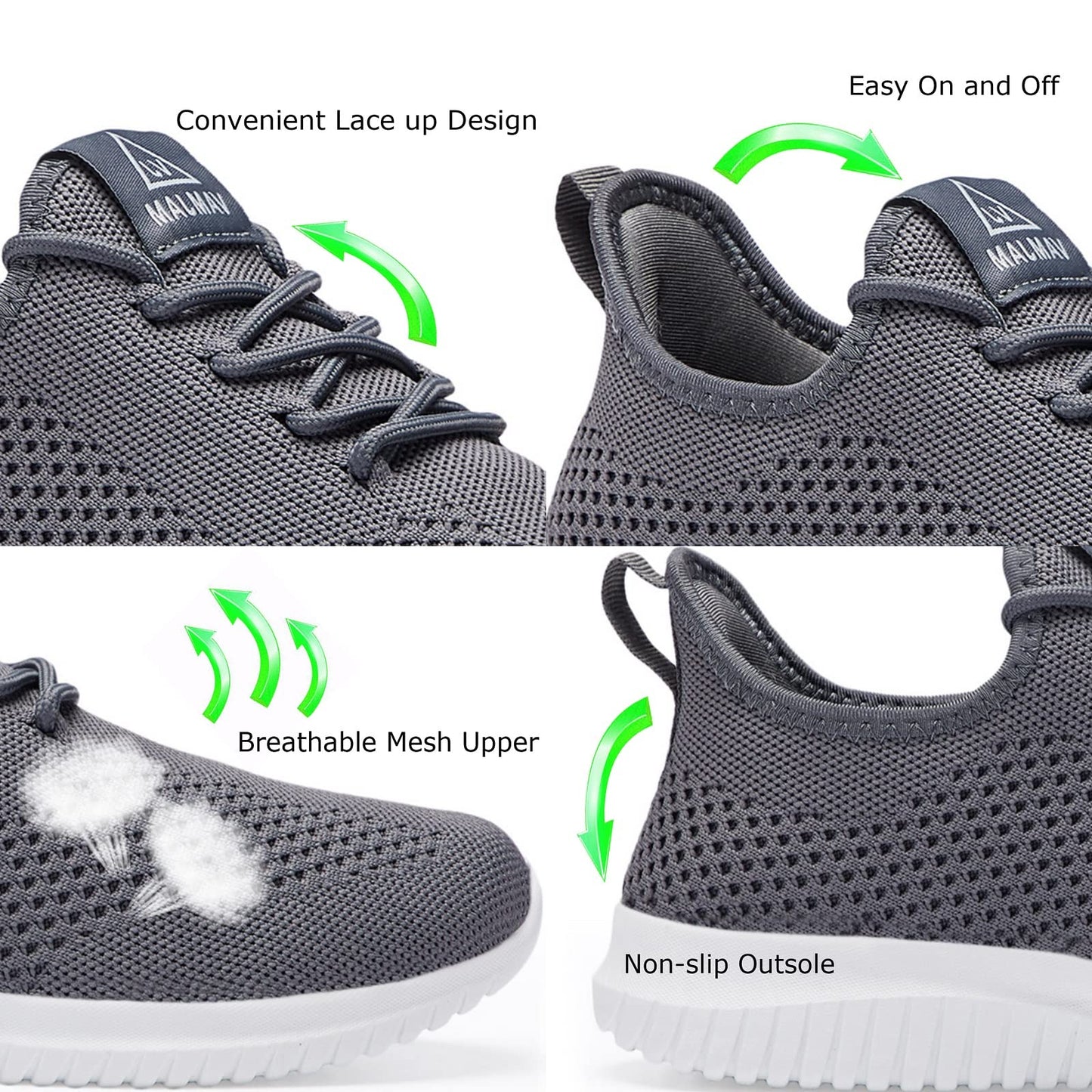 VAMJAM Men's Running Shoes Ultra Lightweight Breathable Walking Shoes Non Slip Athletic Fashion Sneakers Mesh Workout Casual Sports Shoes Grey Size 12.5