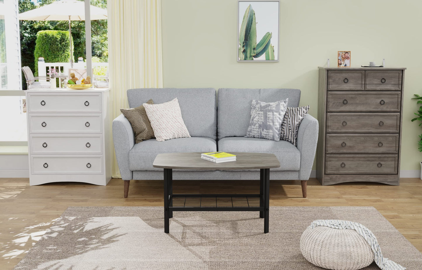 LGHM Modern Dressers for Bedroom with 6 Drawers, 6 Drawer Dresser, 44.33" Tall Chest of Drawers Closet Organizers & Storage Clothes - Easy Pull Handle, Textured Borders for Living Room, Hallway, Gray