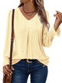 KISSMODA Blouses For Women Business Casual Work Tops Womens Shirts Dressy Casual Plus Size Blouses Wrinkle Free Travel Clothes Tunic Shirts Puff Sleeve Blouse Light Yellow L