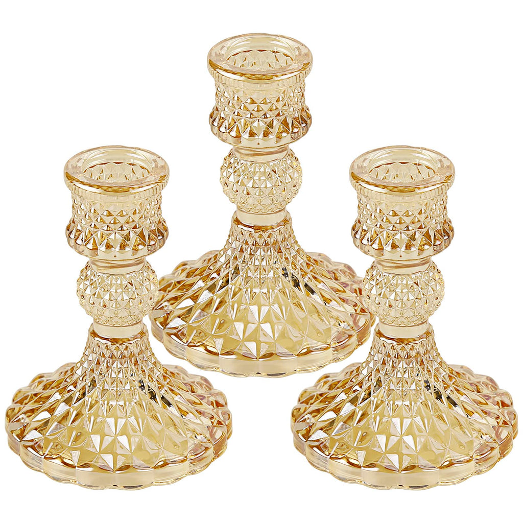 Taper Glass Candle Holder - Tables Candlestick Holders for Wedding Decor, Coffee Table Decor, Candle Stick Candle Holder for Bathtub Tray