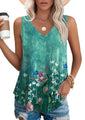 OFEEFAN Womens Summer Tank Tops Womens Tanks Loose Fit Women's Tank Tops Floral Teal XL