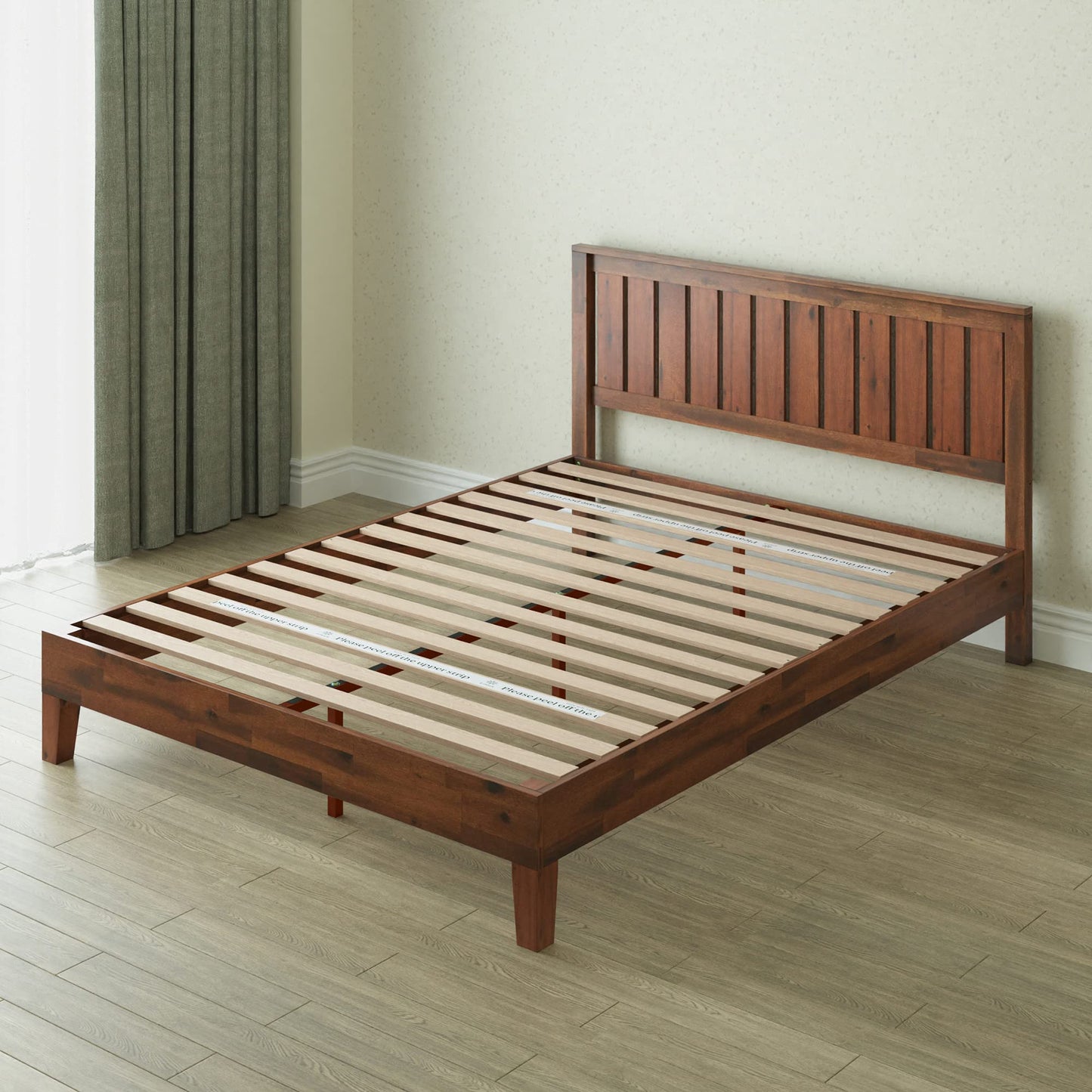 Zinus 12 Inch Deluxe Solid Wood Platform Bed with Headboard / No Box Spring Needed / Wood Slat Support / Antique Espresso Finish, Queen (OLB-PWPBBHE-12Q)