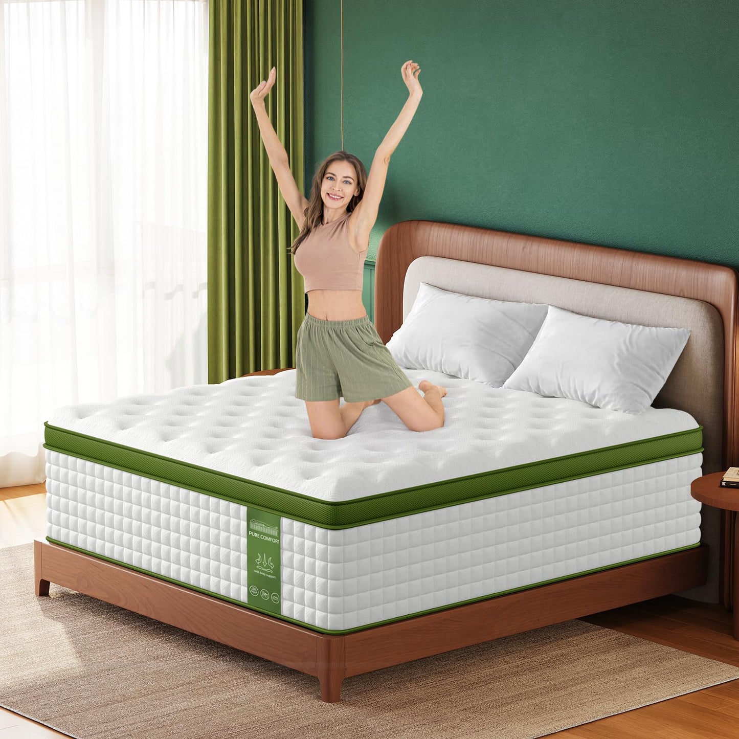 BedStory Extra Firm Mattress King Size, 12 Inch Hotel Collection Hybrid Mattresses with Zoned Lumbar Support, Extra Back & Hip Support, CertiPUR-US, Fiberglass-Free, 365-Night Trial