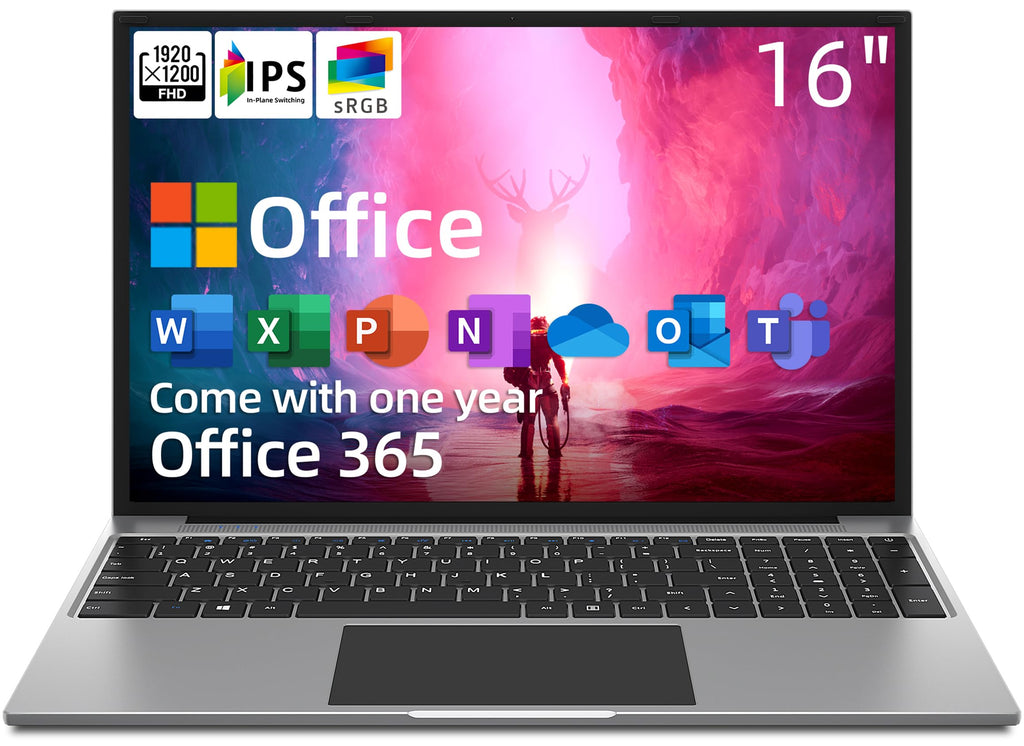 jumper Laptop, 16 Inch FHD IPS 16:10 Screen, Intel Celeron Quad Core CPU, 4GB RAM 128GB Storage, Office 365 1-Year Subscription, Laptops Computer with Numeric Keypad, 4 Stereo Speakers, 5G WiFi.