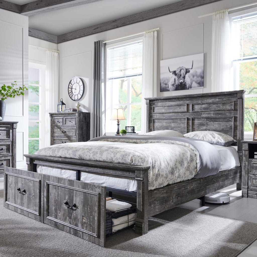 Aitjunz Farmhouse Queen Size Bed Frame with 51